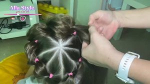 Красивая причёска из резинок вокруг головы без плетения. Причёска на праздник. Модная причёска.