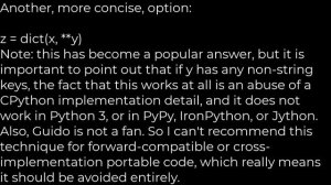 How do I merge two dictionaries in a single expression?(5solution)