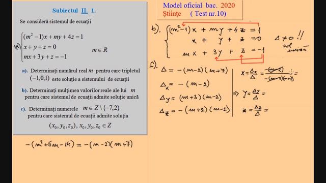 Teste de antrenament, Bacalaureat - Testul 10 (Stiinte)