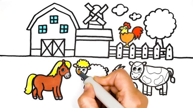 Farm and Animals Drawing, Painting and Coloring for Kids & Toddlers | Kids Song смотреть онлайн