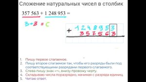 сложение натуральных чисел в столбик