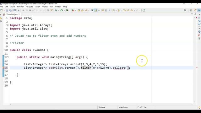 Java8 coding Interview Question : Filter Even and Odd Numbers in Java смотреть онлайн