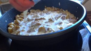 Паста с белыми грибами в сливочном соусе . Быстрый и лёгкий рецепт приготовления .