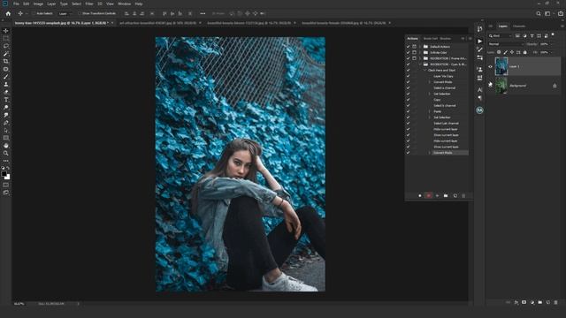 Free Action | Cyan Blue Leaf Color Grading Effect Photoshop Tutorial смотреть онлайн