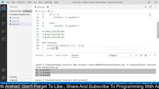 Functions in Python (PART-1). Types of Arguments. Python Tutorials With Arshad#12.