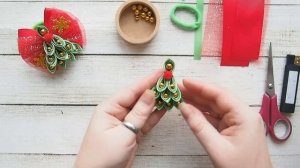 Новогодние бантики "Елочки". Праздничные бантики из лент DIY