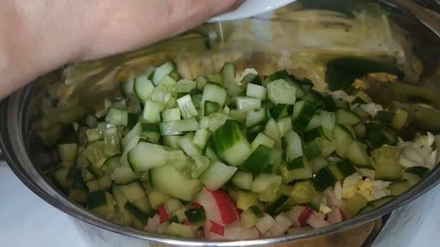 ОКРОШКА на квасе с колбасой самый вкусный рецепт