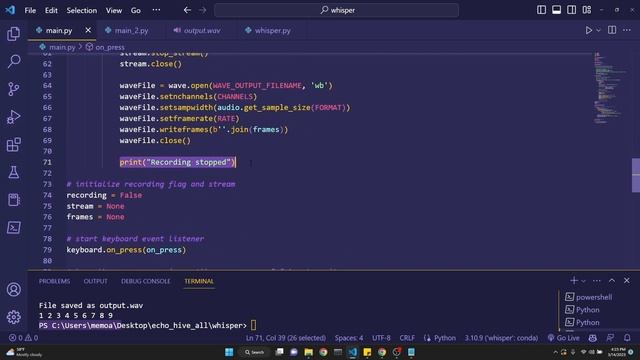 Whisper API speech to text with OpenAI and Python speech recording