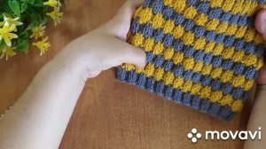 Вязание. Детская шапка спицами двухцветным узором. Обзор готовой работы. 27 сентября 2020 г.