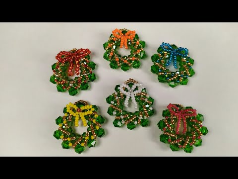Украшения из бисера. Вариант 2. Рождественский венок. Из бисера и бусин. Мастер класс. Пошаговый МК. смотреть онлайн