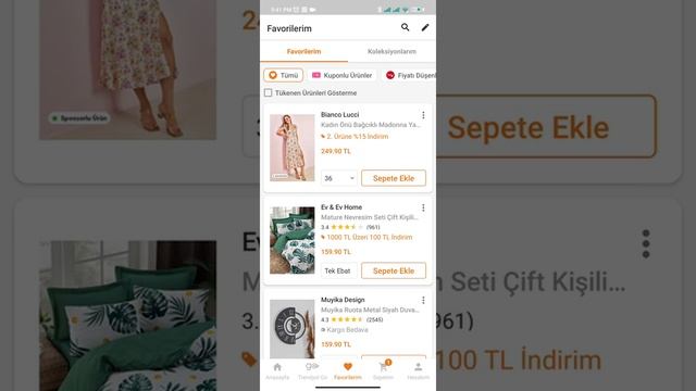 как добавить товар в избранное, либо в корзину трендиол