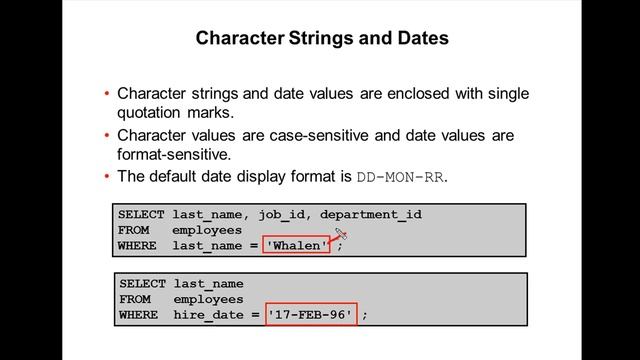 Oracle SQL Video Tutorial 8: WHERE clause смотреть онлайн