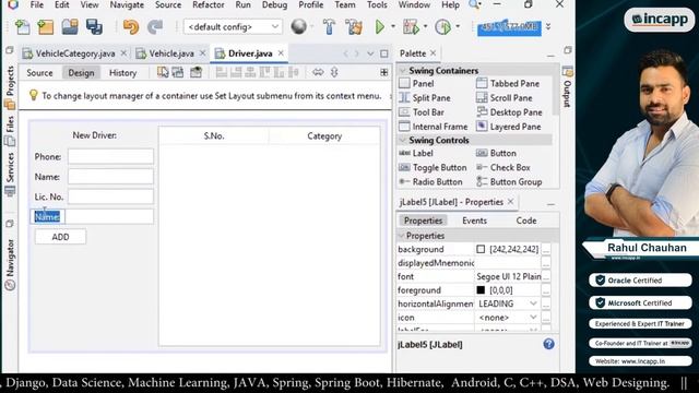 Part-04  Creating GUI Project Using JAVA  | Java Project | Core Java | Incapp | Rahul Chauhan Sir
