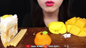 ASMR ORANGE FOODS *MANGO DESSERTS, WAGASHI, JELLY GUMMY 망고 디저트, 화과자, 젤리 먹방 MUKBANG