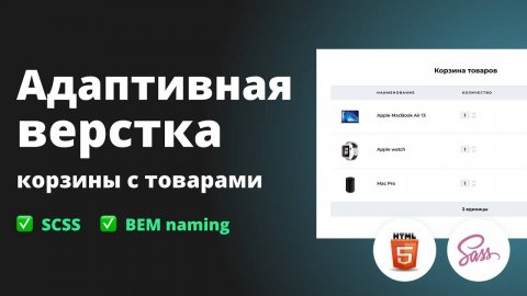HTML верстка корзины товаров. HTML, SCSS, BEM naming
