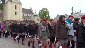 Kieleckie obchody Święta Konstytucji 3 maja - pochód uczestników 03.05.2014