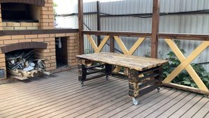 Трехскатная беседка размером 5*3 м. с мангальной печью