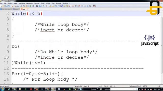 JavaScript Tutorial:- 11 |  For loop, For in Loop, do-while and while Loop comparison