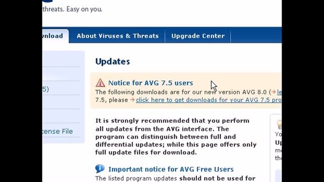 AVG Anti-Virus Update Problem - download updates manually