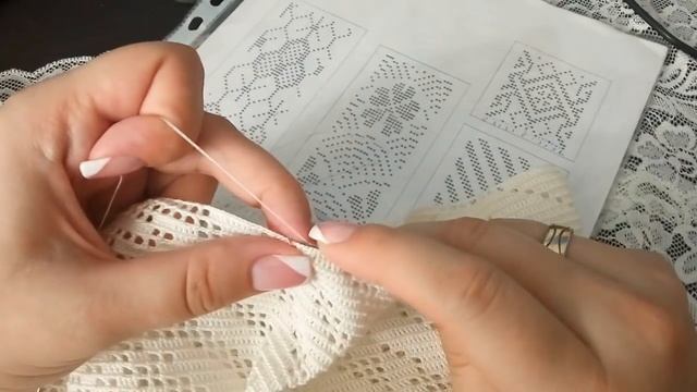 Филейное вязание петлеуловителем из нити Gütermann Lyocell 30 смотреть онлайн