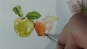РИСУЕМ 3D ЯБЛОКИ АКВАРЕЛЬЮ/РИСУНОК ЯБЛОК/ФРУКТЫ/ЯБЛОКИ/как рисовать/