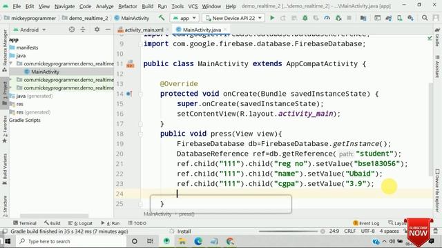 v#17|| Real time  firebase || insert or save data using Android application ||  absolute beginners