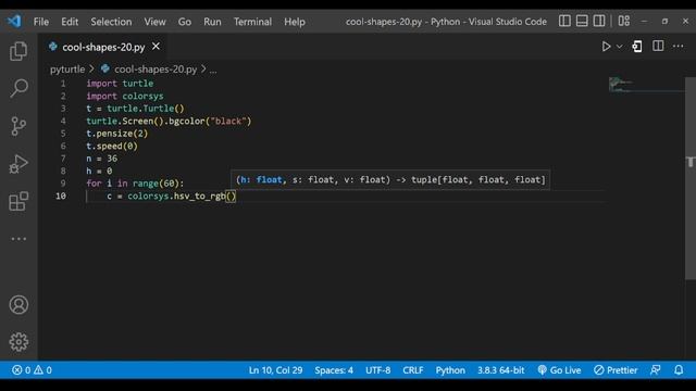 Python Turtle Graphics - 30 | Cool Shape Drawing | Python Turtle Coding Video | Learnonpy |