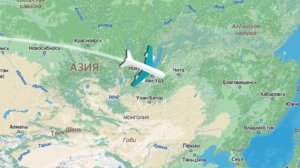 Анимация маршрута самолета на карте.