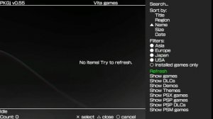 Ps vita тутор #1 | решение проблемы в PKGj: No items! Try to refresh.