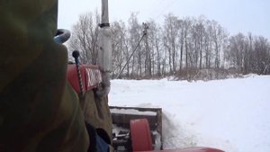 Синтай 120. Чистим снег в -29. Трактор утеплён.