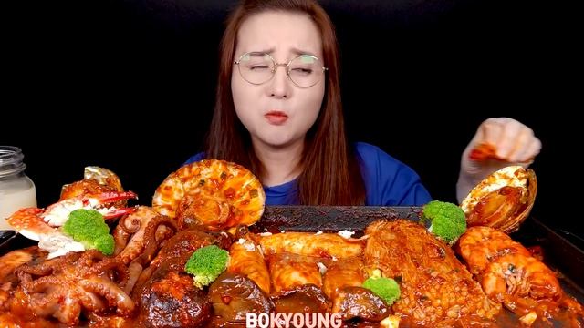 ASMR(요리먹방) 쫄깃매콤하고 감칠맛 쥑여주는 해물찜과 버섯  먹방 MUKBANG (전복, 가리비, 꽃게, 새우, 낙지, 오징어, 팽이버섯, 새송이버섯, 표고버섯)