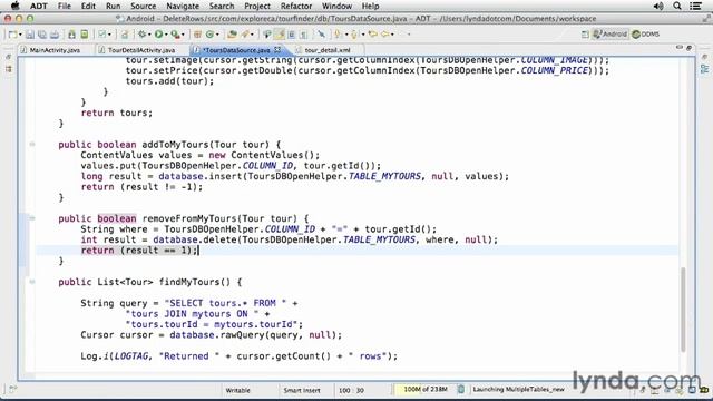 Android SDK Local Data Storage- Managing and Displaying SQLite Data-05_04-deleterow.flv