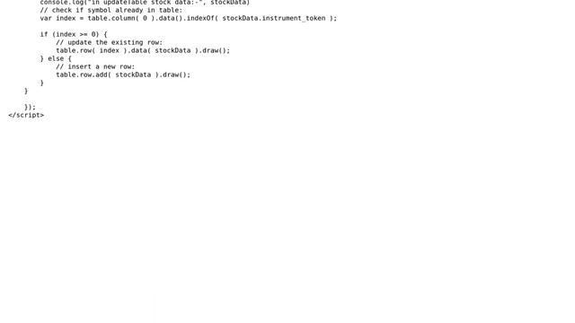 Not able to display data streaming from websocket to dataTable