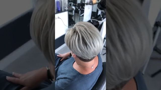 Pixie cut blonde highlights hair