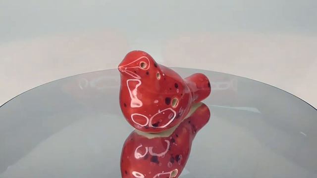 Глиняная игрушка свистулька - Птичка Глазурованная. Красная. Bird. Ceramic whistle. смотреть онлайн