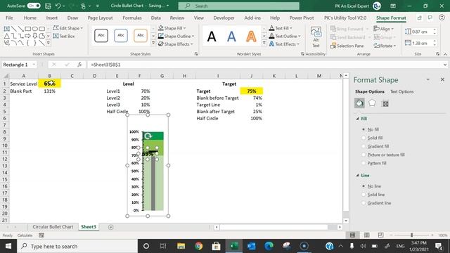 Vertical and Circular Bullet Chart in Excel
