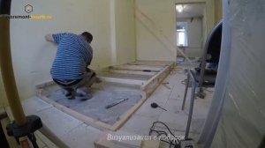 Устройство подиума под укладку плитки из дерева!