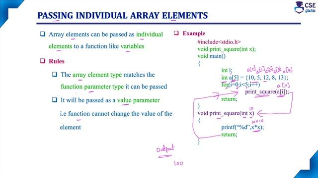 Passing individual array element as an argument to function in c | Lec 118 | C Programming Tutorial