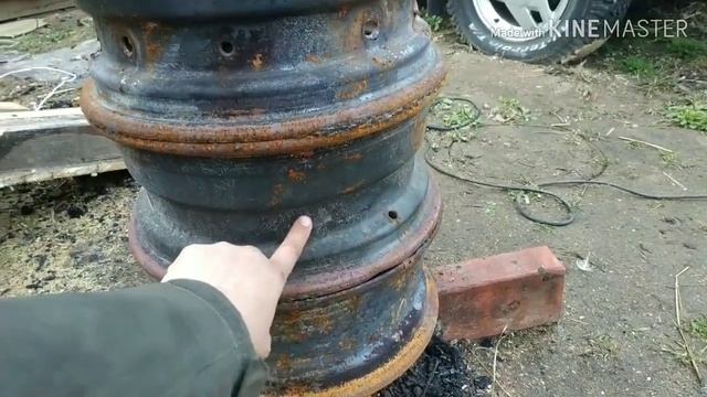Садовая печь для сжигания мусора из колёсных дисков смотреть онлайн