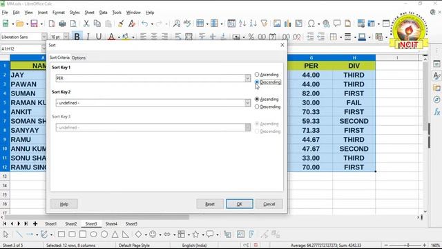 Data Sorting | Sort Data in Calc | Sorting Data | How To Use Sort Option in LibreOffice Calc |