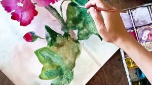 акварель рисования творчество живопись цветы мальва