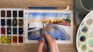 Как нарисовать Москву-реку карандашом и акварелью начинающим | Рисунок для детей