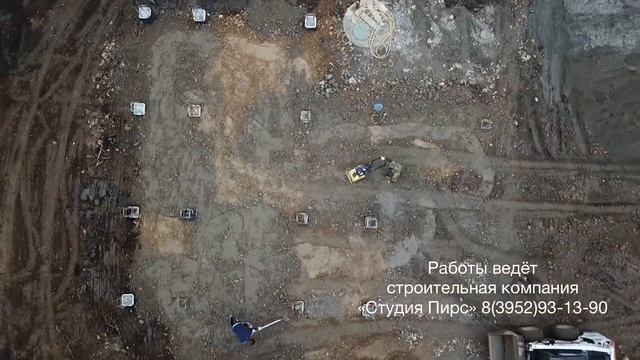 Монтаж свайно-плитного фундамента ч.1