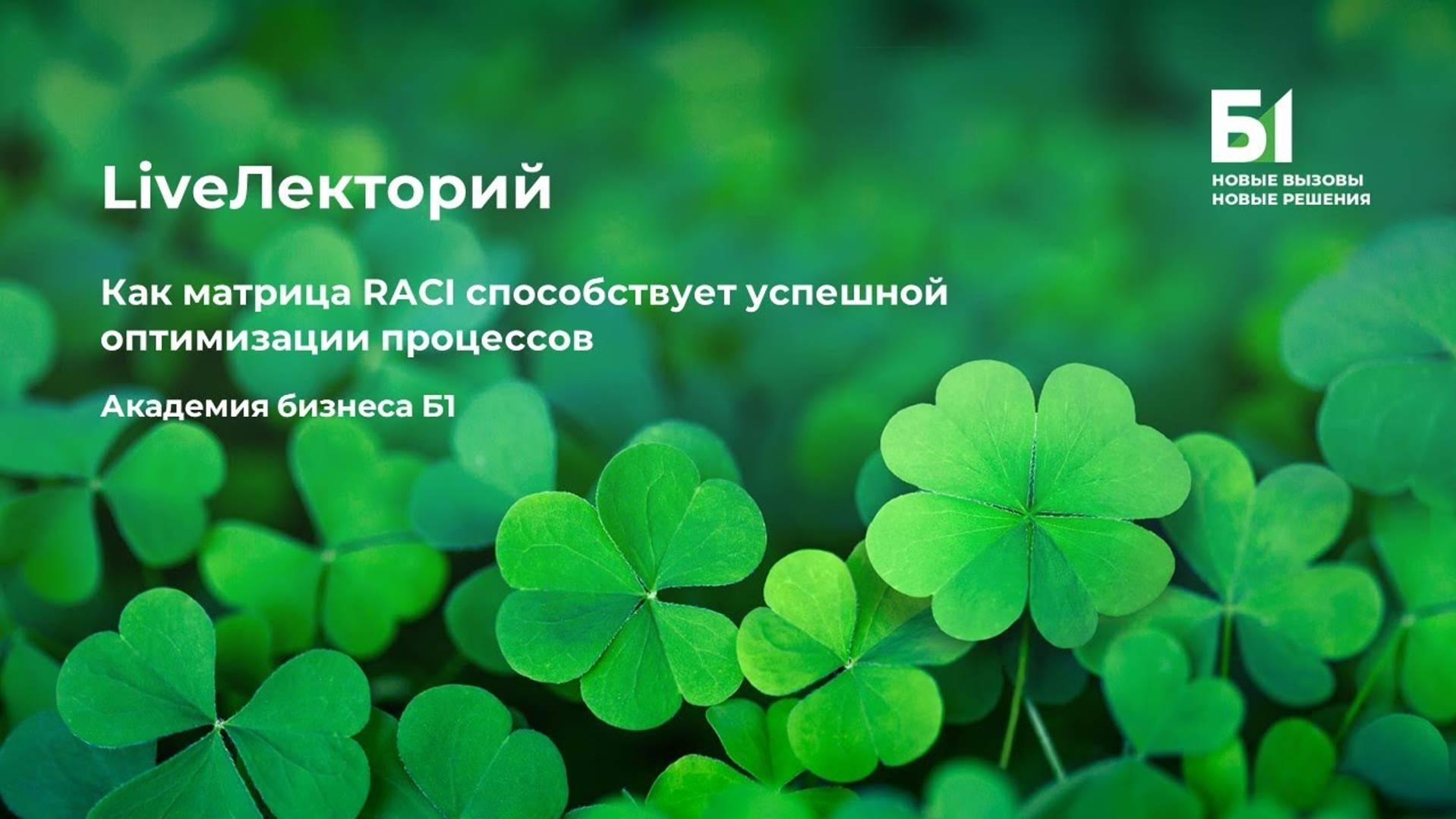 Вебинар "Как матрица RACI способствует успешной оптимизации процессов" Академии бизнеса Б1