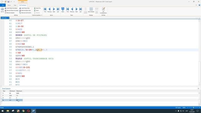 Работа в MasterCAM 2021 Code Expert. Find Extents
