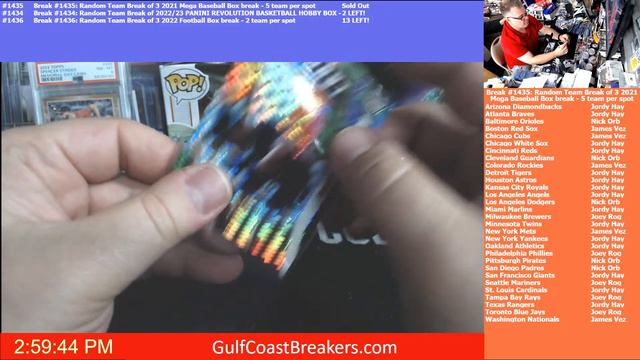 Break #1435 Random Team Break of 3 2021 Mega Baseball Box break 5 teams 4-20-23
