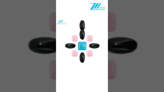 onyx oval-shape cab and Princess spiny oyster square-shape with Natural turquoise square-shape