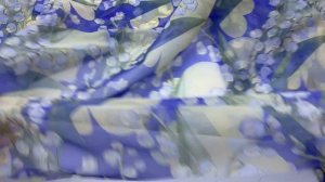 Шифон василькового цвета с принтом  ландыши 24094