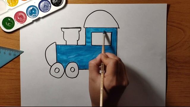 Как нарисовать ПОЕЗД, быстро и просто, рисунки для детей смотреть онлайн
