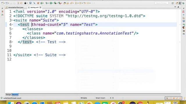 TestNG Annotations and XML File